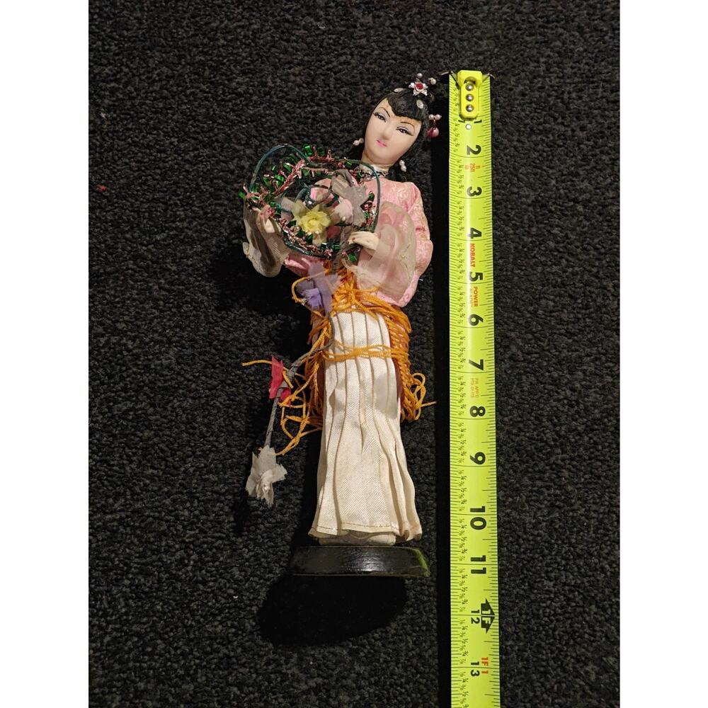Handmade Chinese Doll in Traditional Pink Robe with Floral Headdress, 10 Inch